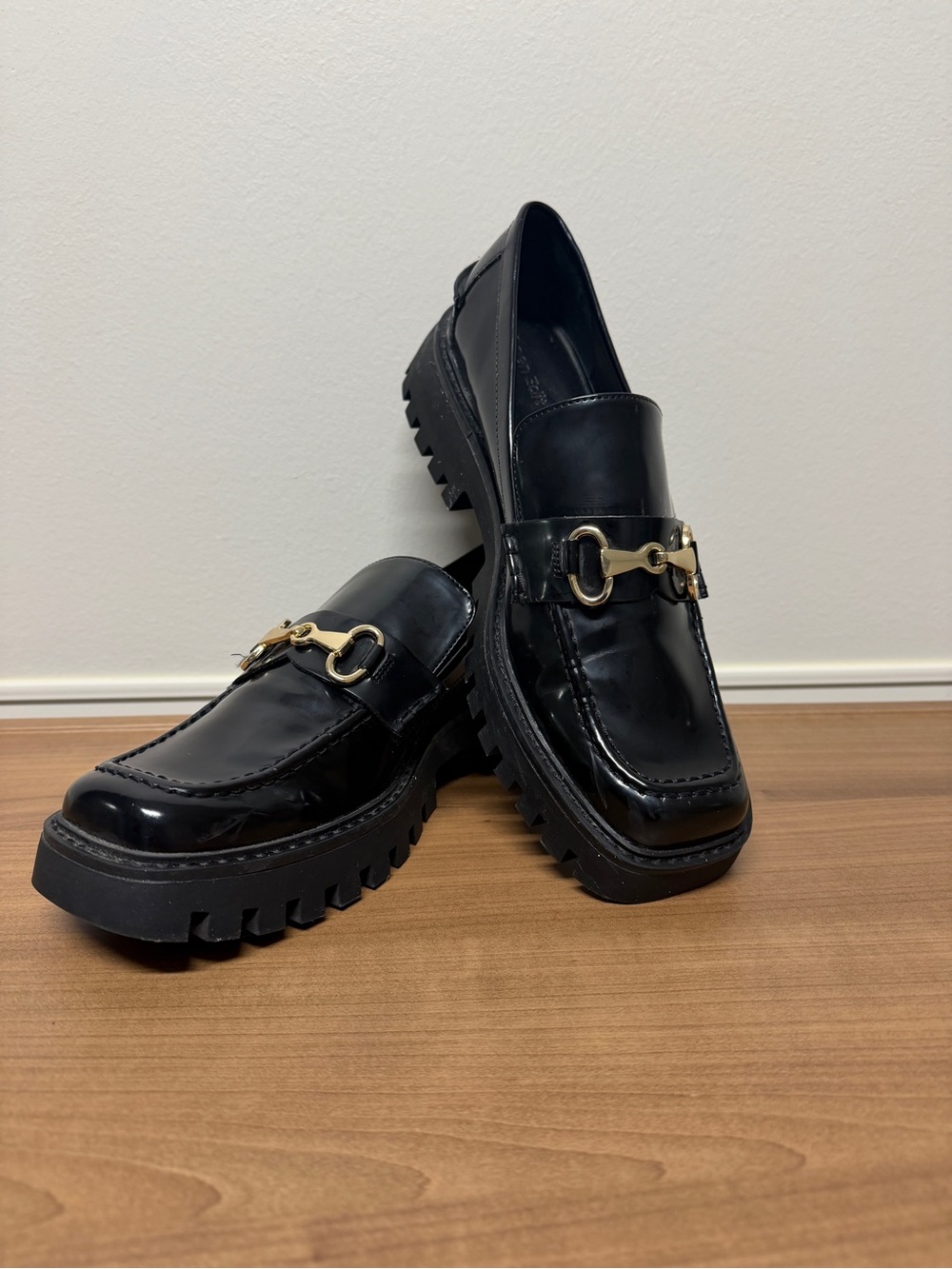 Open Edit Chunky Horsebit Loafers — Black